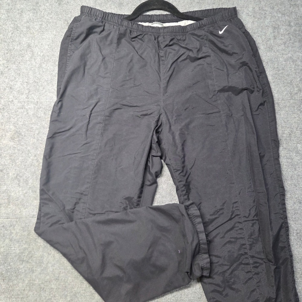 Vintage Nike Windbreaker Pants Mens Small Black Nylon Lined Ankle Zip 90s